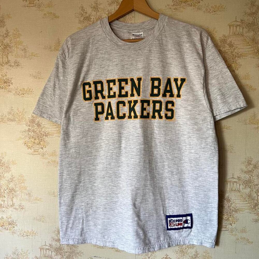 Vintage 90s Champion Green Bay Packers Tee | NFL Pro Line Heather Grey | Size L